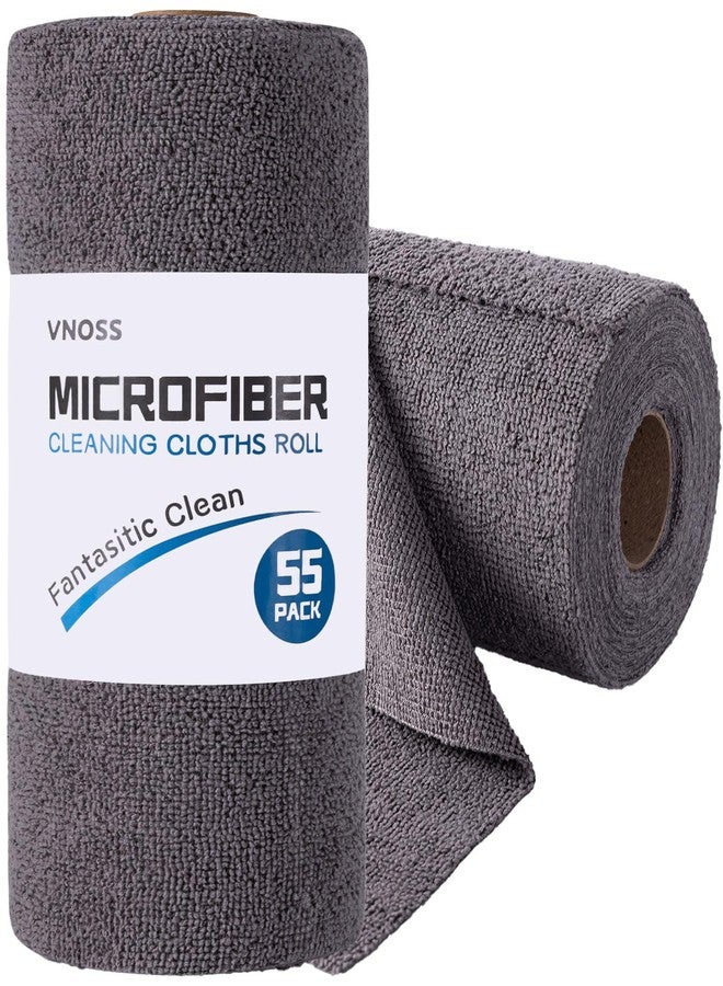 Vnoss 55 Pack Microfiber Cleaning Cloth Roll, Tear Away Reusable Towels, 11" X 9", Ultra Absorbent & Lint Free Cloth for Cars, Kitchen, Window, Home and Shop, Grey - Image 1